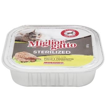 Корм влажный Miglior Gatto с курицей и прошутто для стерилизованных кошек 100г