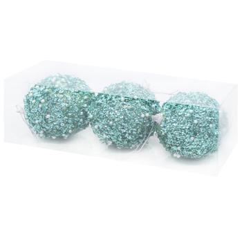 Turquoise Set of Christmas Balls in Sequins 8cm 3pcs - buy, prices for COSMOS - photo 2