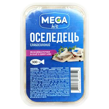 Сельдь Mega hit филе-кусочки слабосоленая в масле с луком 300г - купить, цены на Чудо Маркет - фото 2