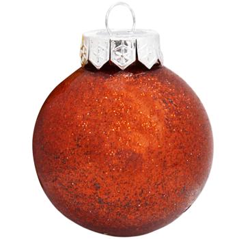 Шар елочный Безант глиттер прозрачный терракот 6см