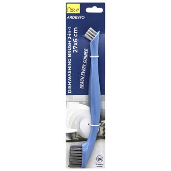 Ardesto Plastic Blue Dishwashing Brush 2in1 27*6cm - buy, prices for MegaMarket - photo 1