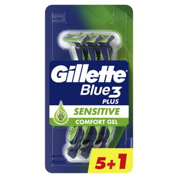 Станок Gillette Blue 3 Plus Sensitive 6шт - купить, цены на За Раз - фото 1