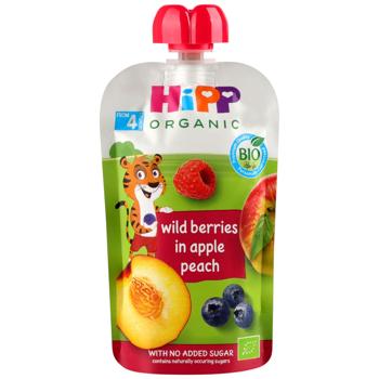 Hipp Hippis Apple-Peach-Blueberry-Raspberry Fruit Puree 100g