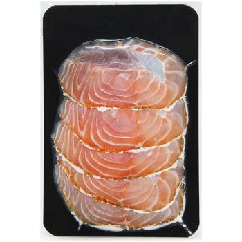 Рулет из лосося холодного копчения нарезка 120г - купить, цены на Auchan - фото 1