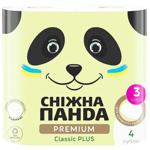 Туалетная бумага Снежная Панда Premium Classic Plus 3-слойная 4шт
