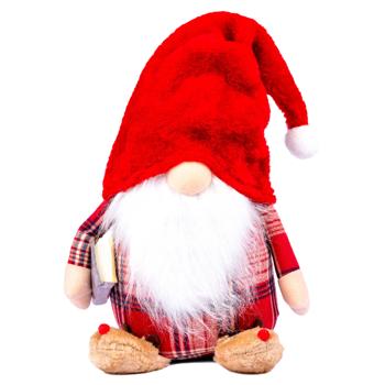 Іграшка м'яка Novogod'ko Гном з книгою новорічна 54см