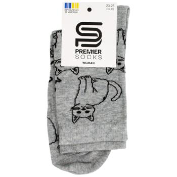 Шкарпетки Premier Socks жіночі класичні Котики р.23-25 сірий - купити, ціни на ЕКО Маркет - фото 1