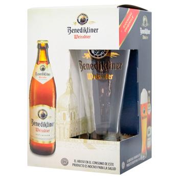 Пиво Benediktiner Weissbier 5,4% 3х0,5л + бокал - купить, цены на МегаМаркет - фото 1