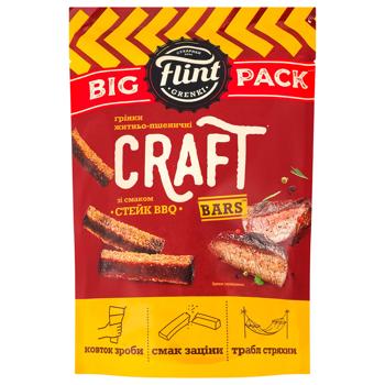 Грінки Flint Craft Bars житньо-пшеничні зі смаком Стейк BBQ 120г