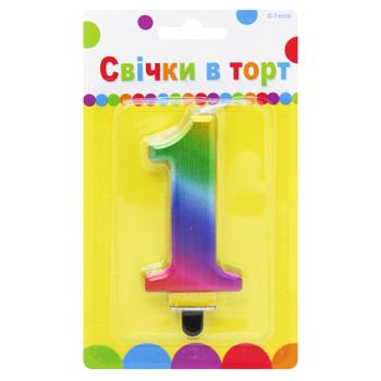 Party Favors Digit 1 Colored Cake Candle 9cm - buy, prices for NOVUS - photo 1