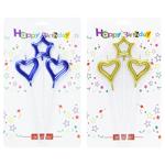 Набор свечей для торта Сердца и звезда 3шт