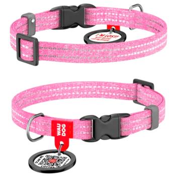 Waudog Re-Cotton Reflective Collar with QR Passport for Cats and Dogs 20-30cm/10mm Pink - buy, prices for MasterZoo - photo 1