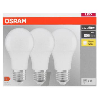 Набор ламп Osram A60 806lm 2700K E27 8,5Вт 3шт - купить, цены на NOVUS - фото 2