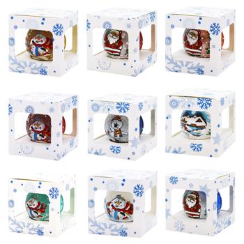 Шар ёлочный разноцветный стеклянный 1шт 85мм в ассортименте