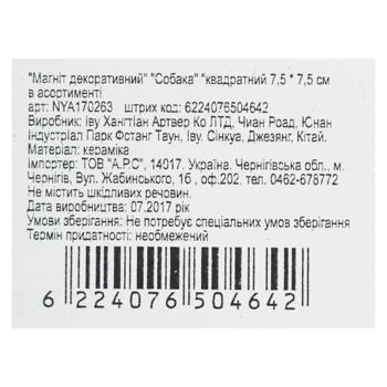 Square Decorative Dog Magnet 7.5cm - buy, prices for ULTRAMARKET - photo 5