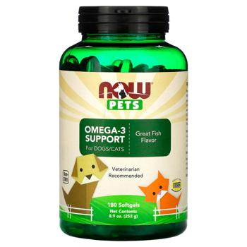 Омега-3 для кошек и собак, Omega-3 for Dogs/Cat, Now Foods, 180 капсул - купить, цены на Biotus - фото 1