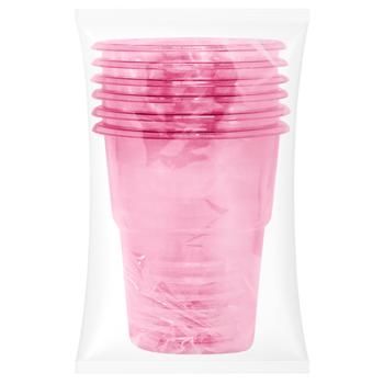 Набір стаканів одноразових Інпак пластик 200мл 6шт прозоро-червоний - купити, ціни на За Раз - фото 1