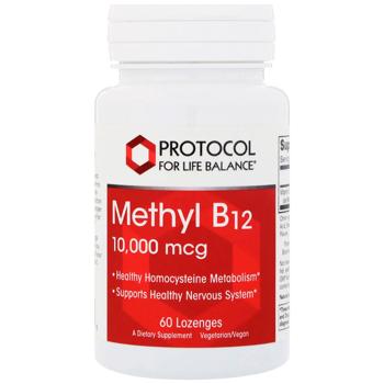 Вітамін В-12, метилкобаламін, Methyl B-12, Protocol for Life Balance, 10000 мкг, 60 льодяників - купити, ціни на Біотус - фото 1