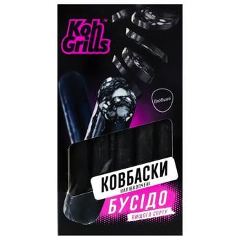 Ковбаски Глобино Koh Grills Бусідо напівкопчені вищий сорт 350г - купити, ціни на Auchan - фото 1