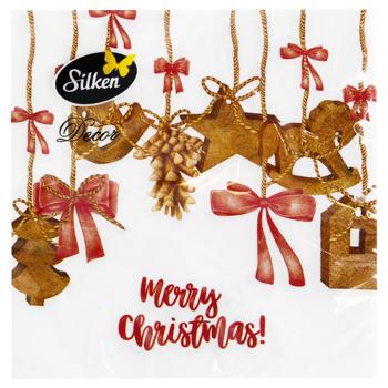 Салфетки столовые Silken Подвеска из печенья 3-слойные 33*33см 18шт - купить, цены на ULTRAMARKET - фото 1