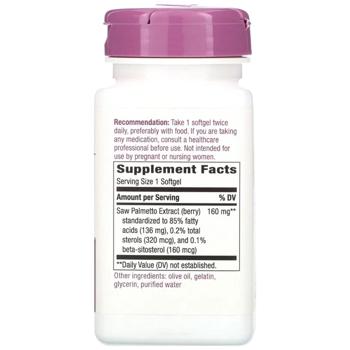 Со Пальметто, Saw Palmetto, Nature's Way, 160 мг, 60 гелевих капсул - купить, цены на Biotus - фото 2