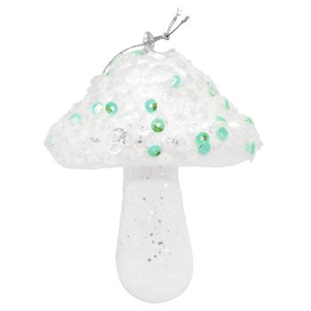 Прикраса ялинкова Гриб 8*6 см з присипкою арт. JS-24049-8 9245 И651 - купить, цены на Таврия В - фото 1