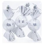 Candies Christmas Tree Decorations Set 10cm 3pcs Silver