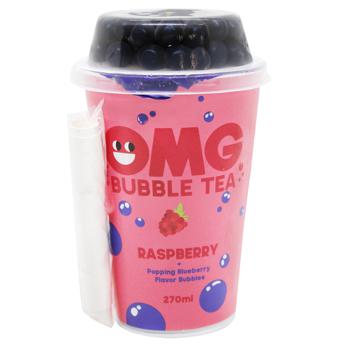 Чай холодный цветочный OMG Bubble Tea малина с шариками черники 270мл