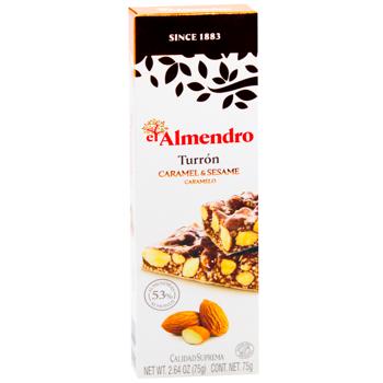 El Almendro Almond-Caramel Crispy Turron with Sesame Seeds 75g - buy, prices for WINETIME - photo 2