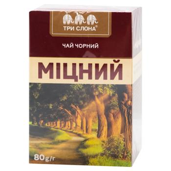 Чай черный Три Слона Крепкий листовой 80г