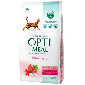 Optimeal Dry Food with Veal for Adult Cats 1.5kg - buy, prices for MasterZoo - photo 1