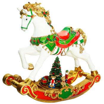 Декоративна фігура Конячка гойдалка з LED підсвічуванням і музичною ялинкою 57см 838-515 BONADI 1 шт - купити, ціни на WINETIME - фото 1