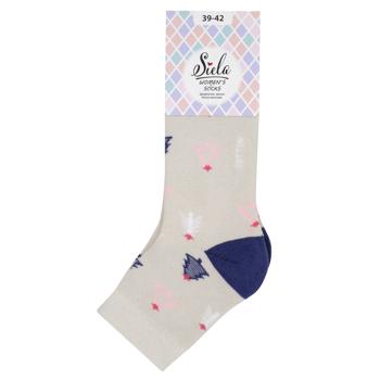 Siela Christmas Trees Terry Women's Socks s.39-42 Beige