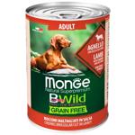Корм вологий Monge Bwild Grain Free з ягням, гарбузом та цукіні для собак всіх порід 400г