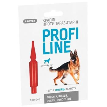 Капли на холку ProVET Profiline для собак от 20 до 40кг от внешних паразитов 1 пипетка - купить, цены на MasterZoo - фото 2