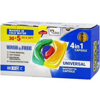 Капсули для прання Wash&Free 4в1 30+5шт - купити, ціни на Auchan - фото 1