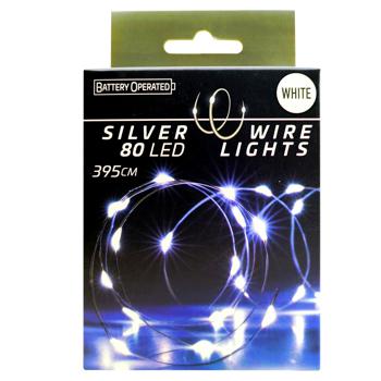 Гірлянда внутрішня, на батарейках, 80 LED лампочок, холодний білий колір AX9730030 И291 (КІН) - купити, ціни на КОСМОС - фото 1