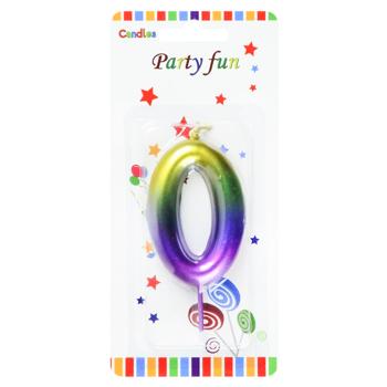 Party Fun Colored Number 0 Cake Candle