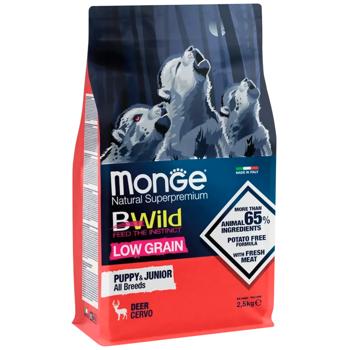 Корм сухий Monge Bwild Low Grain з олениною для цуценят всіх порід 2,5кг - купити, ціни на MasterZoo - фото 1