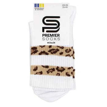 Носки женские Premier Socks высокая резинка леопардовые полосы р.23-25 белый