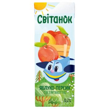 Сік Світанок яблучно-персиковий 200мл - купити, ціни на Cупермаркет "Харків" - фото 1