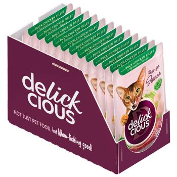 Корм вологий Delickcious з качкою, куркою та шпинатом для котів 85г - купити, ціни на - фото 3