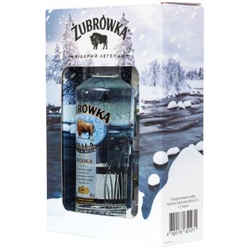 НАБІР ГОРІЛКА ZUBROWKA 0,7Л+2ЧАРКИ - купить, цены на Auchan - фото 1