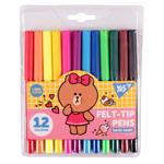 Yes Line Friends Felt-Tip Pens 12 colours