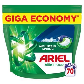 Капсули для прання Ariel Pods Гірське джерело 70шт