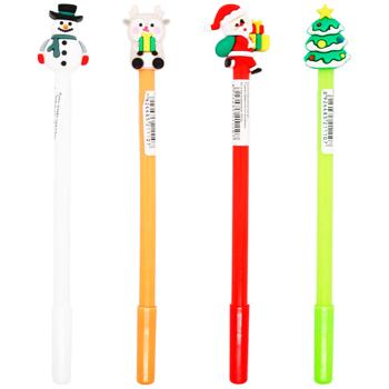 Ручка гелева синя Новорічна 0,5мм в асортименті