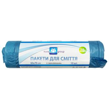 Пакет д/сміття Єврогруп 70 л 10 шт. із затягуванням - купити, ціни на КОСМОС - фото 1