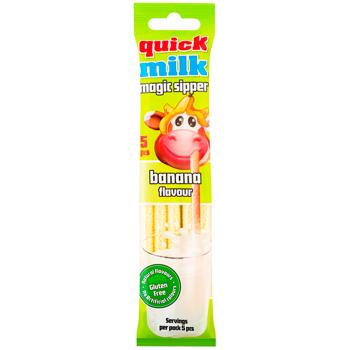 Трубочки Quick Milk для молока зі смаком банану 30г 5шт - купити, ціни на Ідеал - фото 1