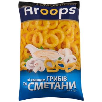 Hroops Corn Snacks with Mushroom and Sour Cream Flavor 50g