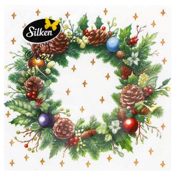 Silken Christmas Tree and Wreath 3-Ply Table Napkins 33*33cm 18pcs